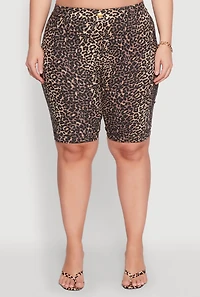 Womens Plus Patterned Hyper Stretch Bermuda Shorts,