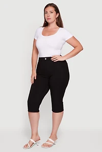 Plus Scuba High Waisted Capri Pants