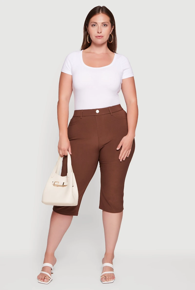 Plus Scuba High Waisted Capri Pants