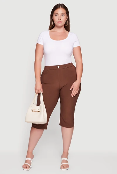 Plus Scuba High Waisted Capri Pants
