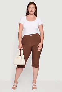 Plus Scuba High Waisted Capri Pants