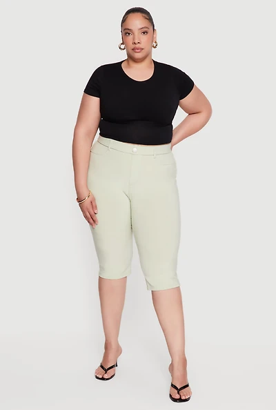 Plus Scuba High Waisted Capri Pants