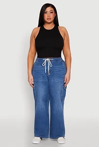Plus WAX Denim Drawstring Cargo Jeans