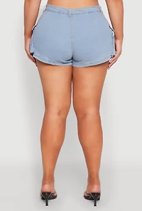 Womens Plus Size Daisy Denim Cargo Shorts, Blue, Size 3X
