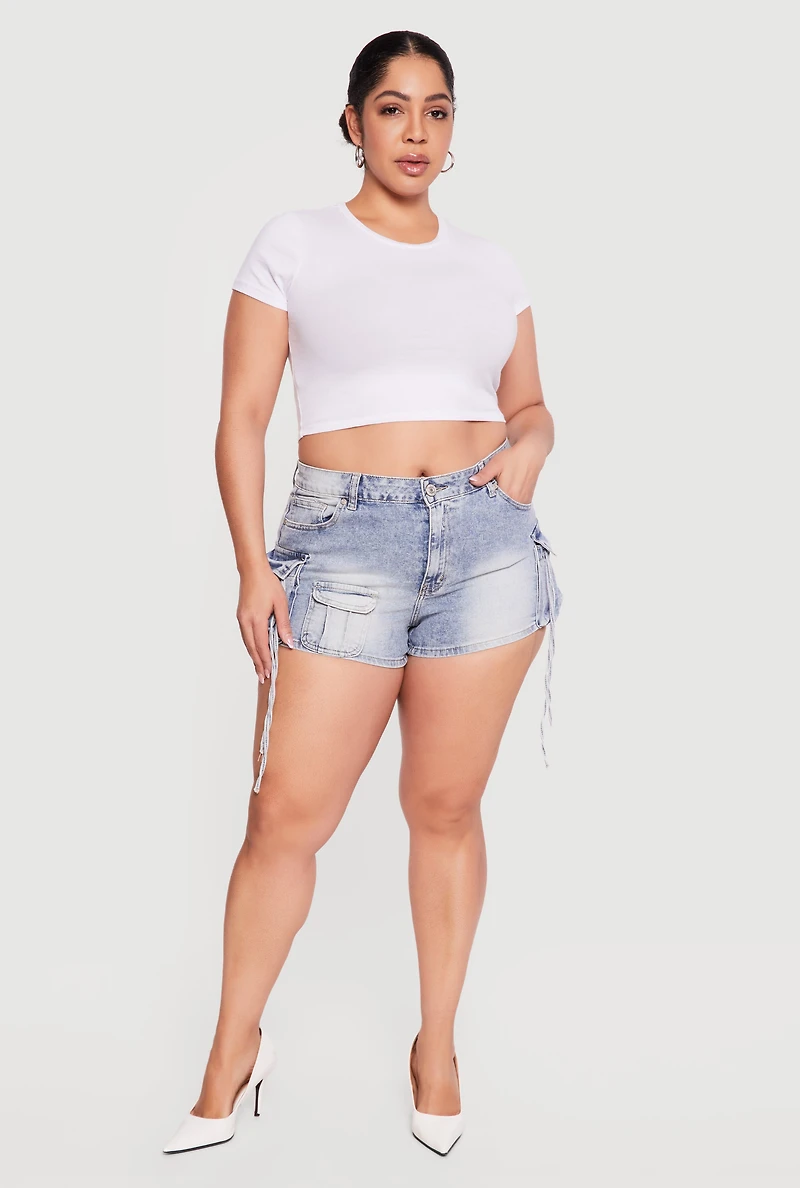 Plus VIP Denim Utility Shorts