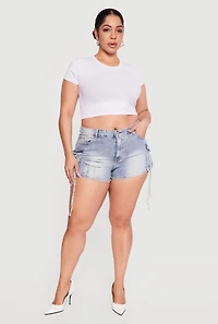 Plus VIP Denim Utility Shorts