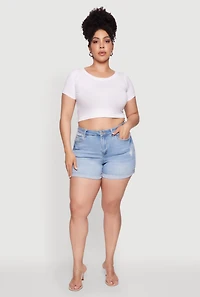 Plus WAX High Waisted Distressed Denim Shorts