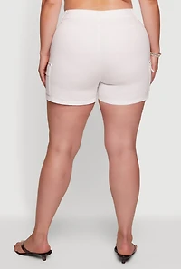Plus High Waisted Twill Cargo Shorts