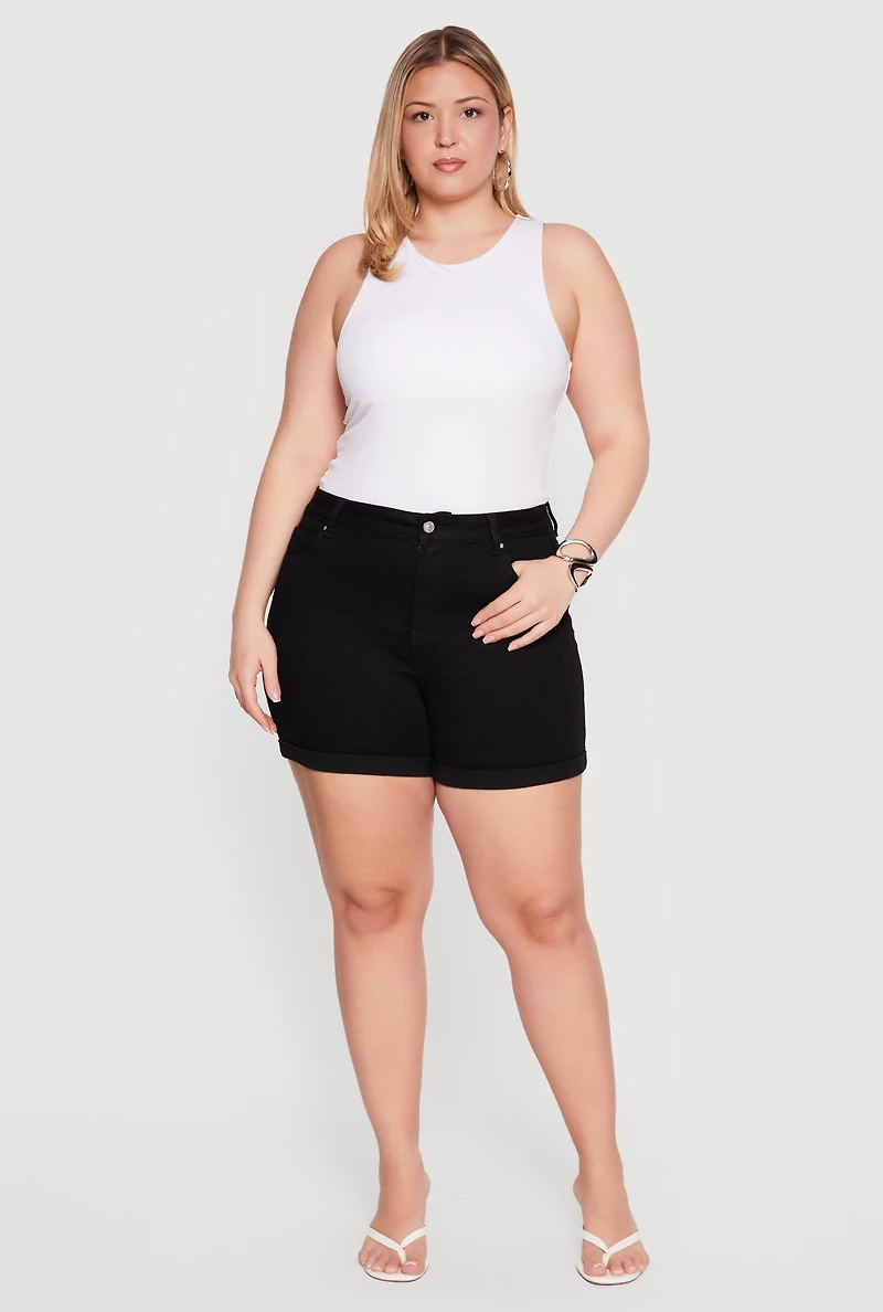 Plus High Whiskered Fixed Shorts