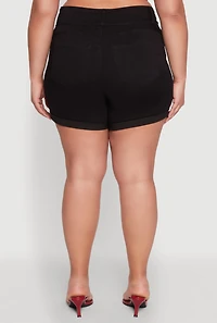 Womens Plus Size WAX Cuffed High Waisted Shorts, Black, Size 3X