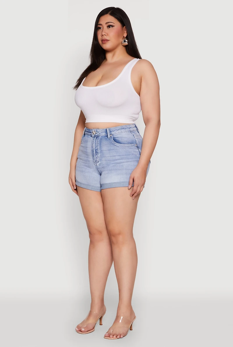 Plus WAX Denim Whiskered Shorts