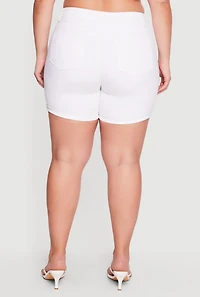 Plus Fixed Cuff Frayed Denim Shorts
