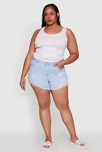 Plus WAX High Waisted Distressed Jean Shorts