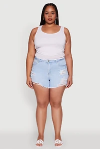 Plus WAX High Waisted Distressed Jean Shorts