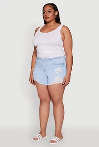 Plus WAX High Waisted Distressed Jean Shorts