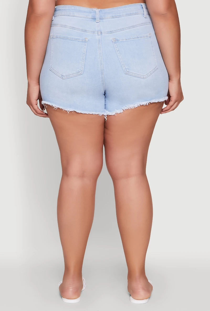 Plus WAX High Waisted Distressed Jean Shorts