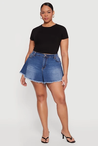 Plus Almost Famous Denim Flared Cutoff Shorts