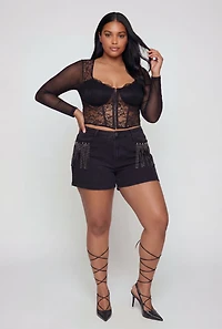 Plus Almost Famous Fringe Detail Denim Shorts