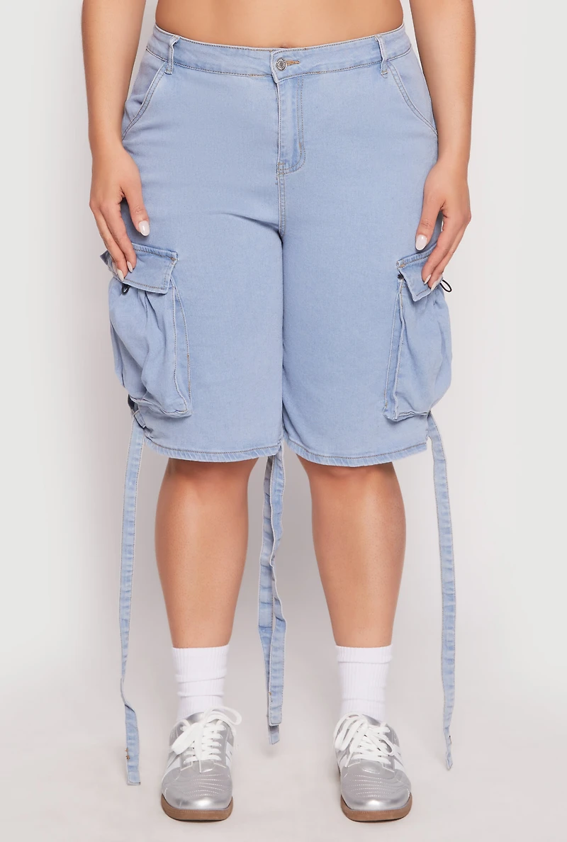 Womens Plus Size Cargo Skater Shorts, Blue, Size 2X