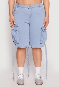 Womens Plus Size Cargo Skater Shorts, Blue, Size 2X