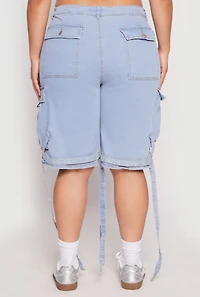 Womens Plus Size Cargo Skater Shorts, Blue, Size 2X