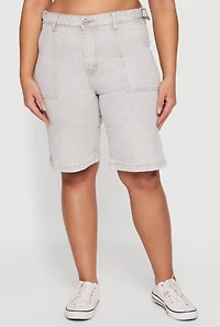 Plus Acid Wash Bermuda Shorts