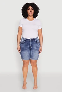 Womens Plus Size WAX Bermuda Denim Shorts, Blue, Size 2X