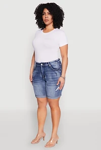 Womens Plus Size WAX Bermuda Denim Shorts, Blue, Size 2X