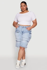 Womens Plus Size Almost Famous Cargo Skater Shorts, Blue, Size 22