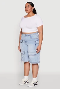 Womens Plus Size Almost Famous Cargo Skater Shorts, Blue, Size 22