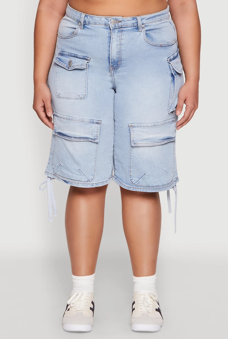 Womens Plus Size Almost Famous Cargo Skater Shorts, Blue, Size 22