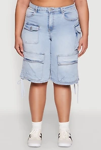 Womens Plus Size Almost Famous Cargo Skater Shorts, Blue, Size 22