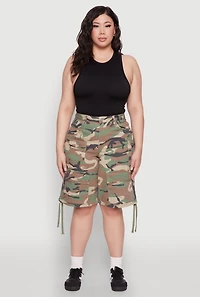 Womens Plus Size Almost Famous Camouflage Cargo Bermuda Shorts, Green, Size 18