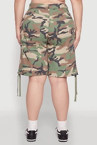 Womens Plus Size Almost Famous Camouflage Cargo Bermuda Shorts, Green, Size 18