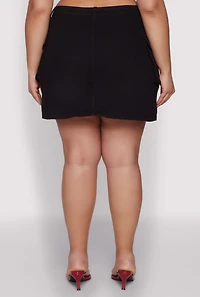 Womens Plus Daisy Denim Cargo Skirt,
