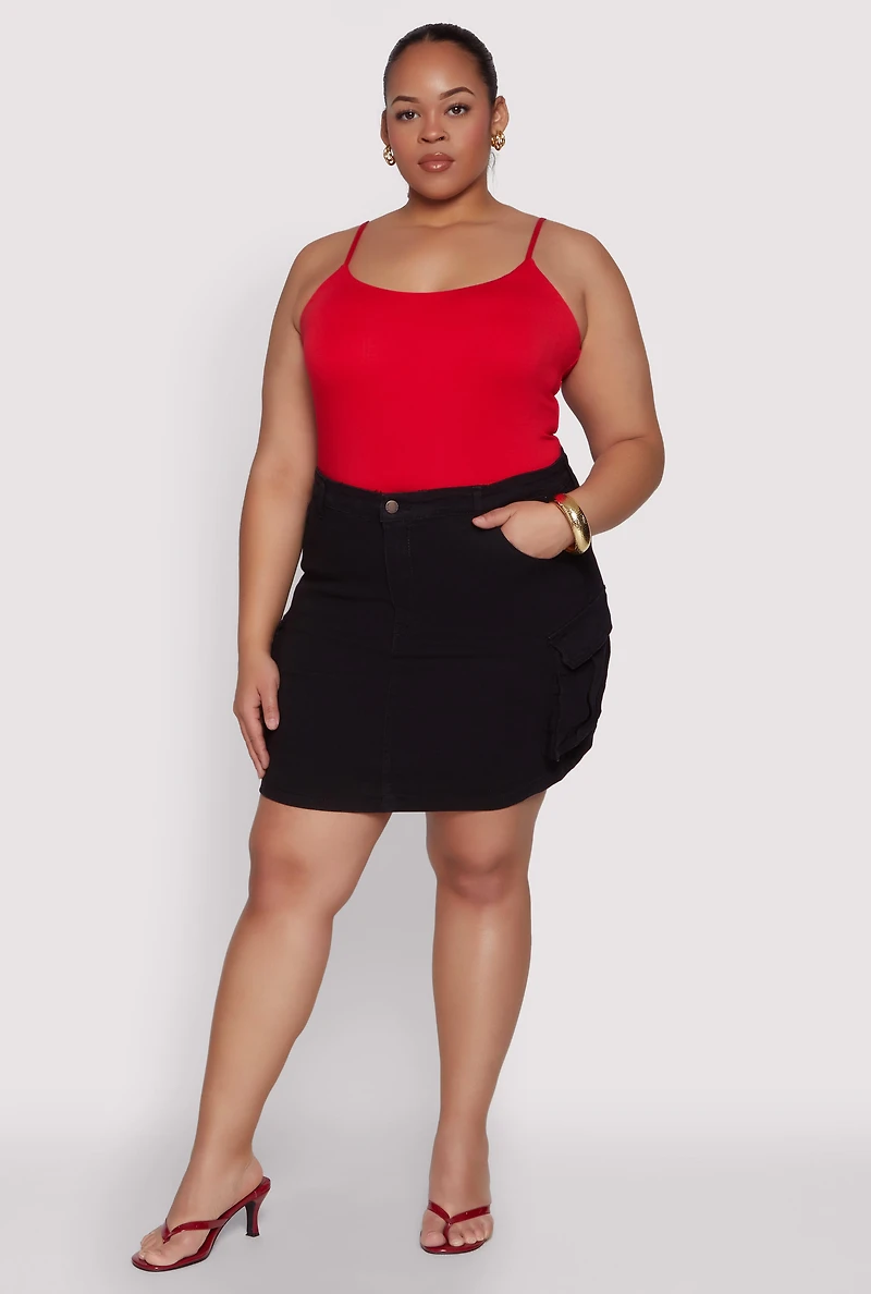 Plus Daisy Denim Cargo Skirt