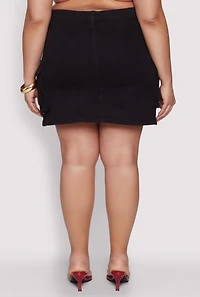 Womens Plus Daisy Denim Cargo Skirt, 3X