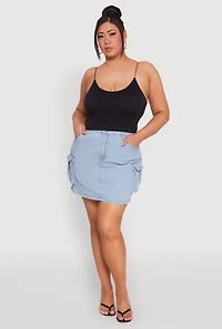 Plus Daisy Denim Cargo Skirt