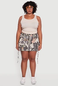 Womens Plus Hunter Camo Cargo Pocket Mini Skirt, Multi,