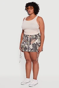 Womens Plus Size Hunter Camo Cargo Pocket Mini Skirt, Multi, Size 1X