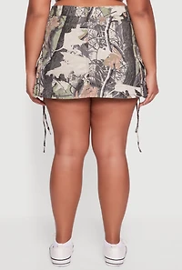 Womens Plus Size Hunter Camo Cargo Pocket Mini Skirt, Multi, Size 1X