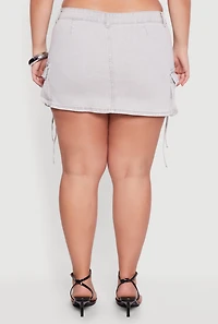 Womens Plus Size VIP Mineral Wash Denim Utility Skirt, Grey, Size 2X