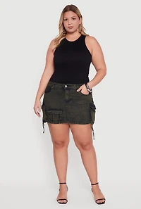 Womens Plus Size VIP Acid Wash Utility Skirt, Green, Size 1X