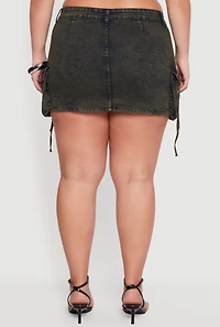 Womens Plus Size VIP Acid Wash Utility Skirt, Green, Size 1X