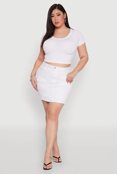 Womens Plus Size WAX High Waisted Cargo Skirt, White, Size 3X