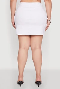 Womens Plus Size WAX High Waisted Cargo Skirt, White, Size 3X