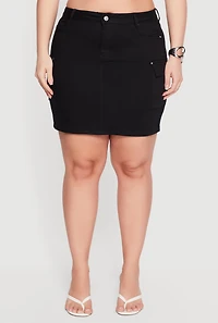 Plus WAX Mini Twill Skirt with Cargo Pockets