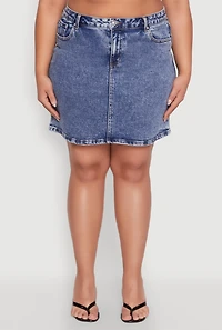 Womens Plus Size WAX High Waisted Skirt, Blue, Size 2X