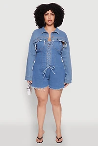 Womens Plus Size Daisy Distressed Bolero Jean Jacket, Blue, Size 2X
