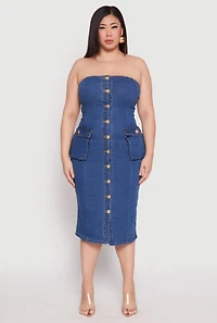 Plus Daisy Denim Tube Dress